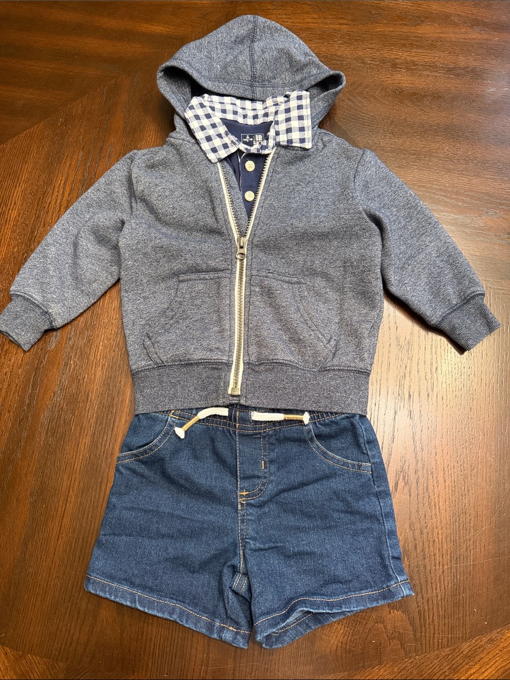Toddler Boy Preppy Casual Outfit Bundle Denim Shorts Hoodie 18-24M